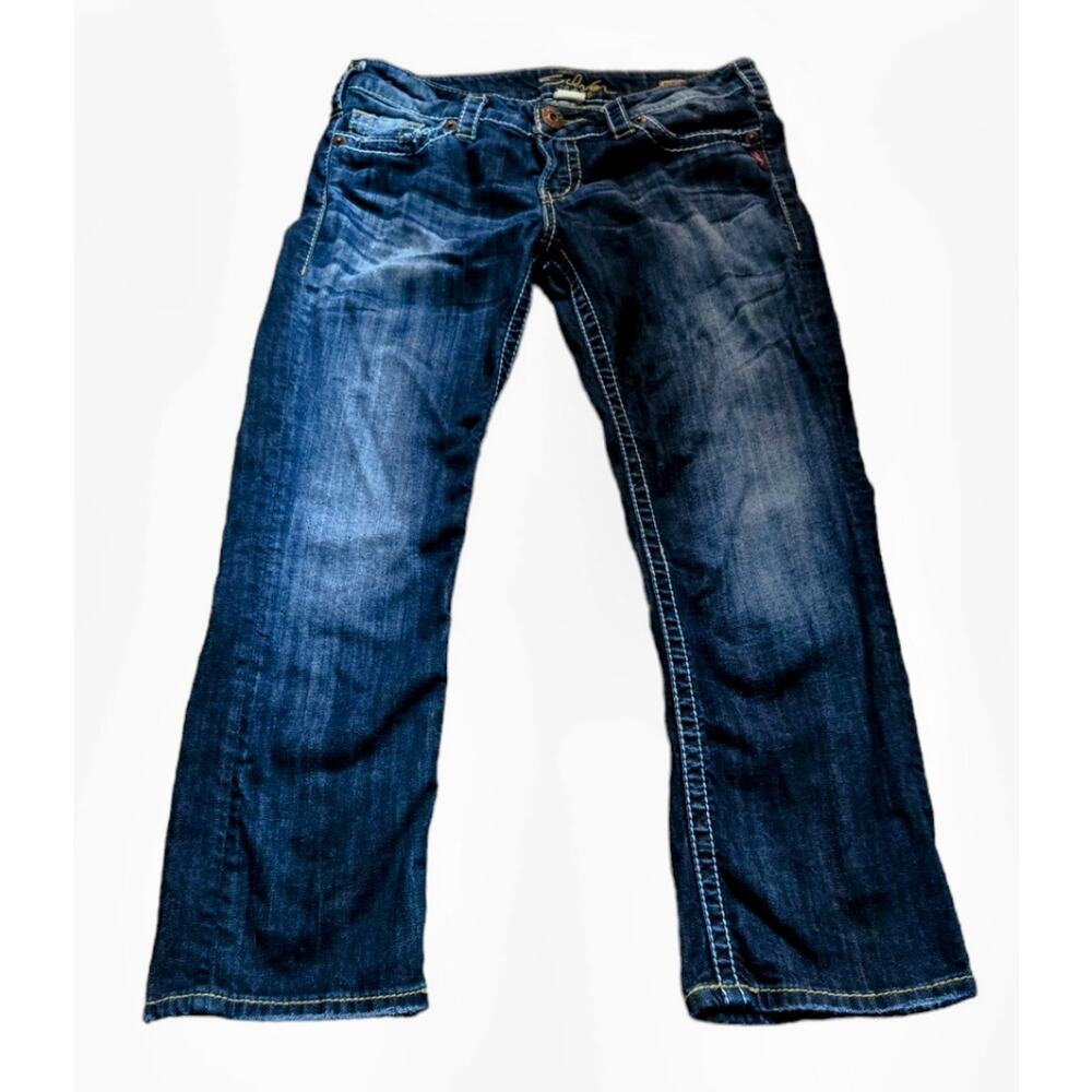 Silver Jeans Santorini Women's Size 29 Blue Straight Leg Stretch Denim Capri - Picture 3 of 16